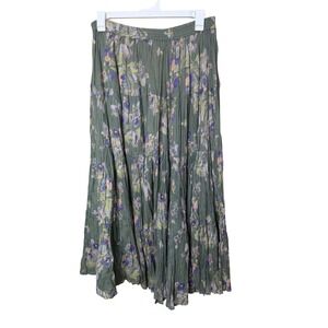Vintage Sarah Arizona Floral Tiered Maxi Skirt Boho Cottagecore Green Size M
